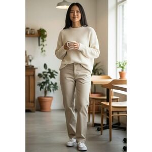 Women's Denim Riders Khaki Straight Leg Pants Beige Cotton Blend Size 16W